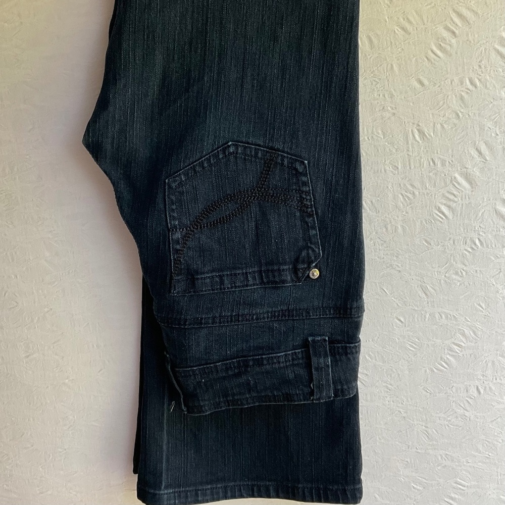 Shimmy Skinny Flare Low Rise Stretch Denim Jeans Black-Washed  Sz EU 38 …